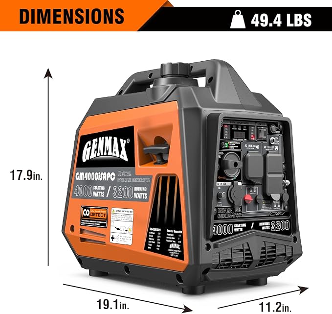GENMAX Generator，EPA Compliant, Eco-Mode Feature, Ultra Lightweight