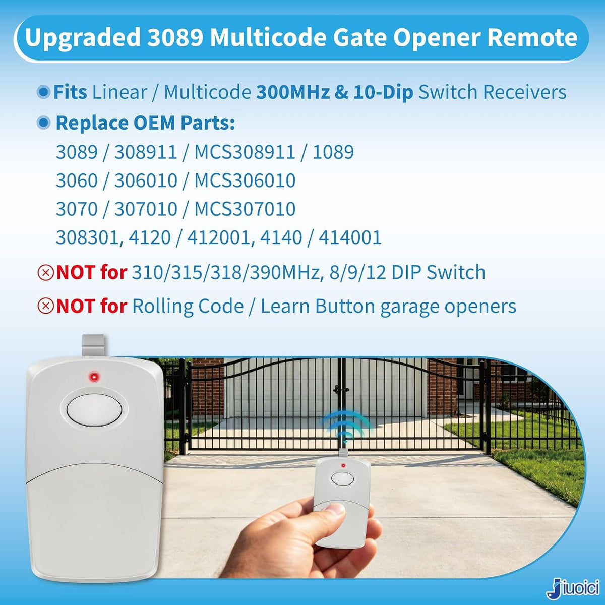 upgraded for linear 3089 308911 multicode gate opener shown in use