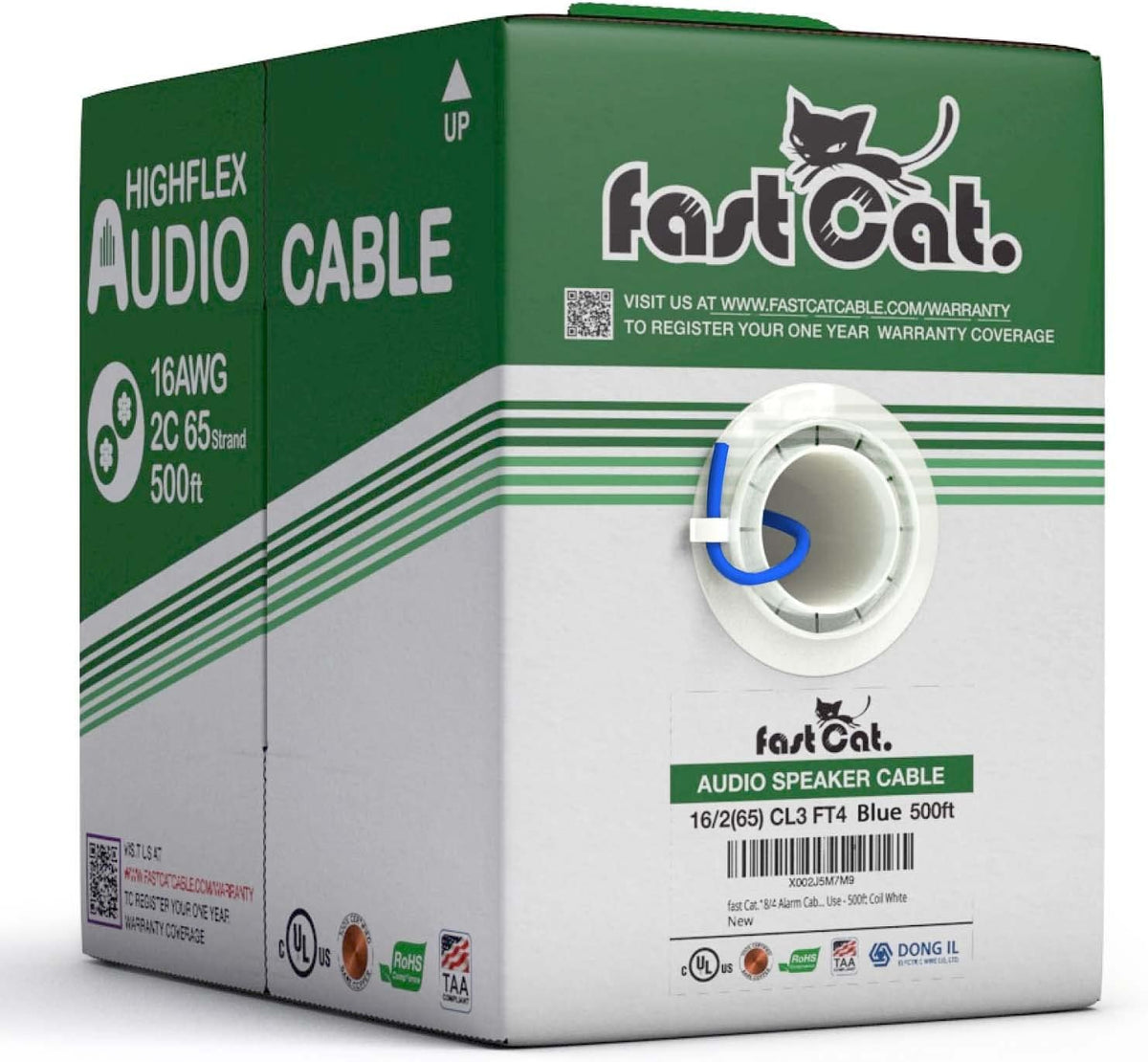 fast Cat. Speaker Wire 16 Guage 2C, UL Listed & CMR/CL3R-FT4 Rated