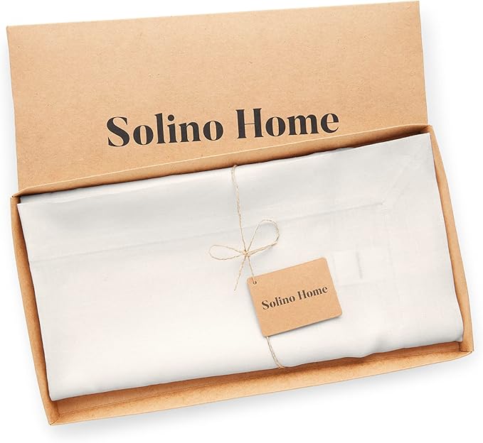 Solino Home Linen White Square Tablecloth 52 x 52 Inch - 100% Pure Linen Table Throw - Fete, Machine Washable Table Cloth for Fall, Autumn, Halloween, Thanksgiving, Christmas, Holiday