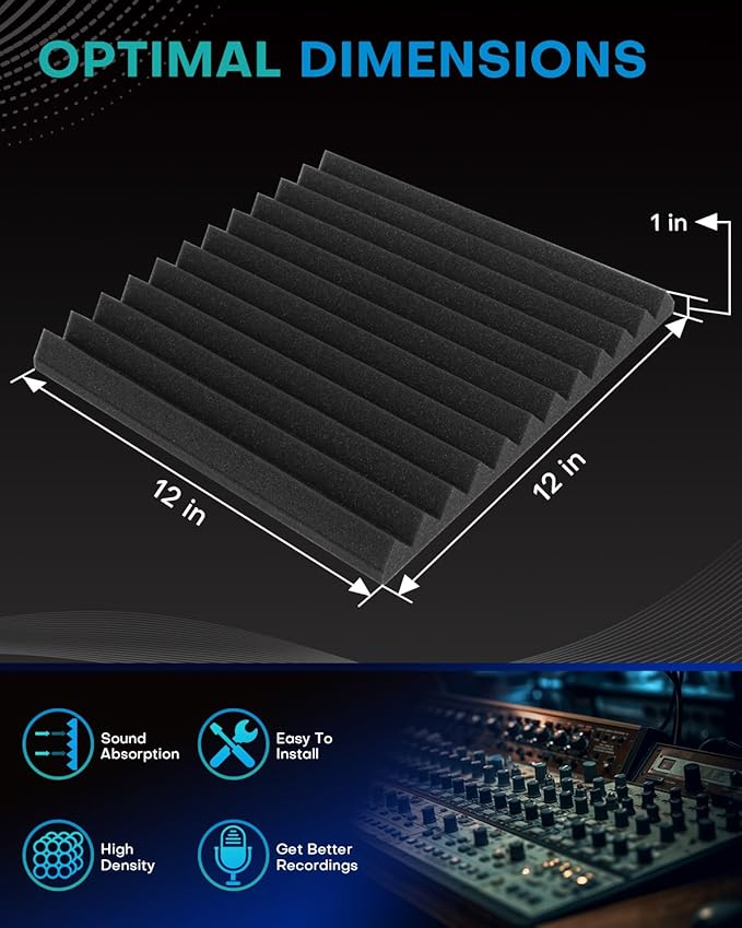 Knightsacoustic 96 Pack Sound Proof Foam Panels