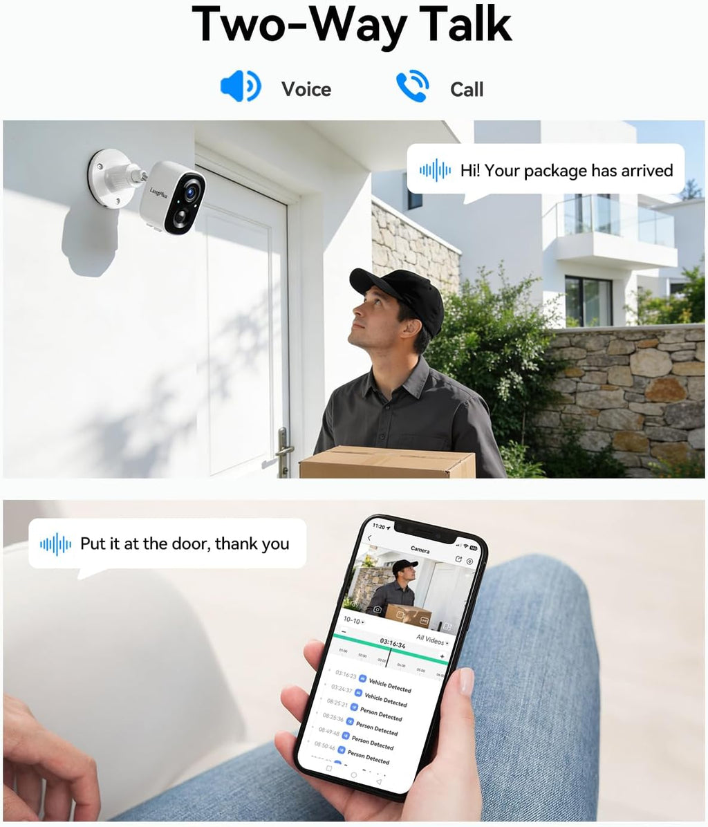 LongPlus 4K Wireless Outdoor Security Camera, WiFi6 Battery Security Camera