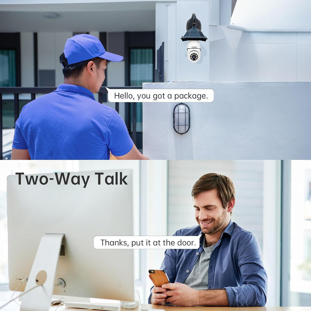 light bulb security camera -5g& 2.4ghz wifi 2k shown in use