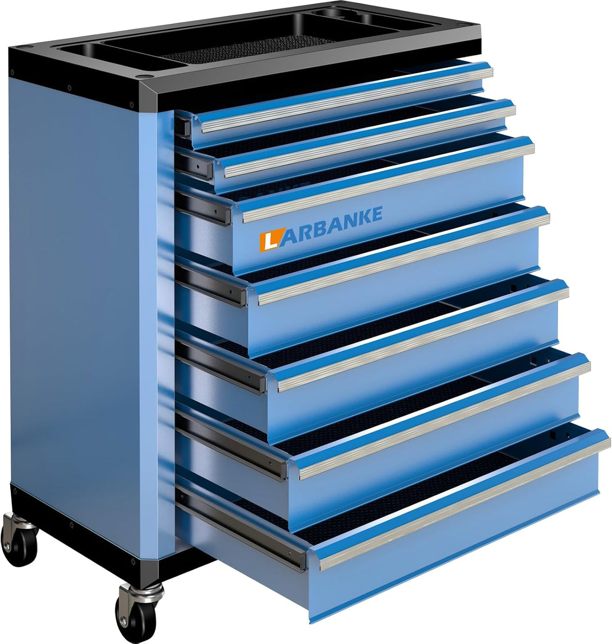 LARBANKE 7-Drawer Rolling Tool Chest with Wheels,Locks,Blue Tool Cabinet