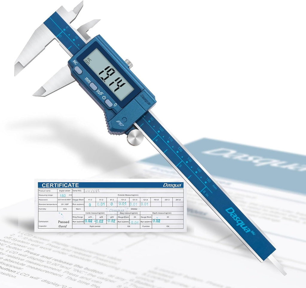 Dasqua 6”/150mm IP67 Absolute Origin Digital Caliper, Stainless Steel, Accuracy