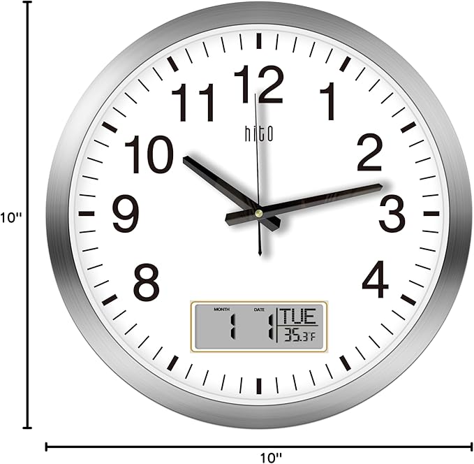 HITO 16 Inch Silent Wall Clock Battery Operated