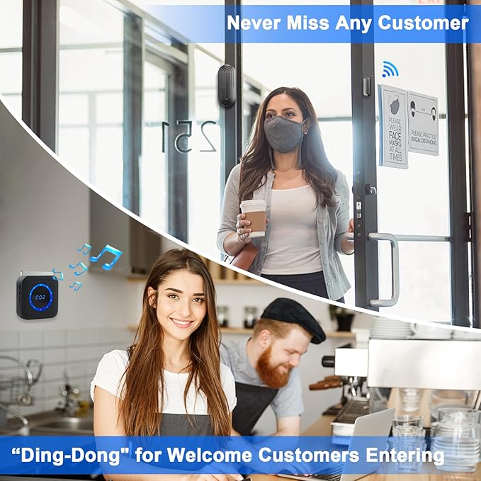 Wireless Door Chime for Business When Entering Door Alarm