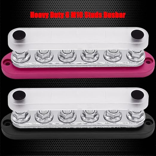 6 x M10 Studs Power Distribution Block Bus Bar 12V, Ampper 7" HD 300A Marine