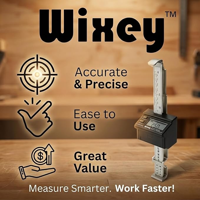 Wixey Digital Planer Gauge – Electronic Digital Readout & Thickness Measuring