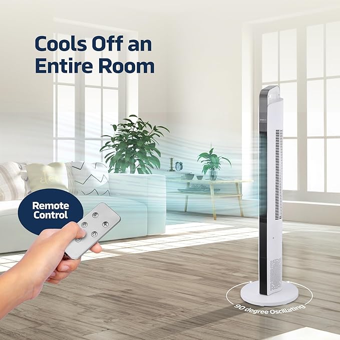 NEXAIR 42” Oscillating Tower Fan, 3 Speed Portable Fan Tower