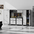 6-Piece Garage Storage Cabinets System Heavy Duty Workshop Set Includes Wall-Mounted and Rolling Cart Metal Tool Organization System for Garage Workshop