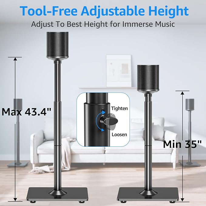 MOUNTUP Speaker Stands for Sonos Era 100, Sonos One, One SL, Height Adjustable