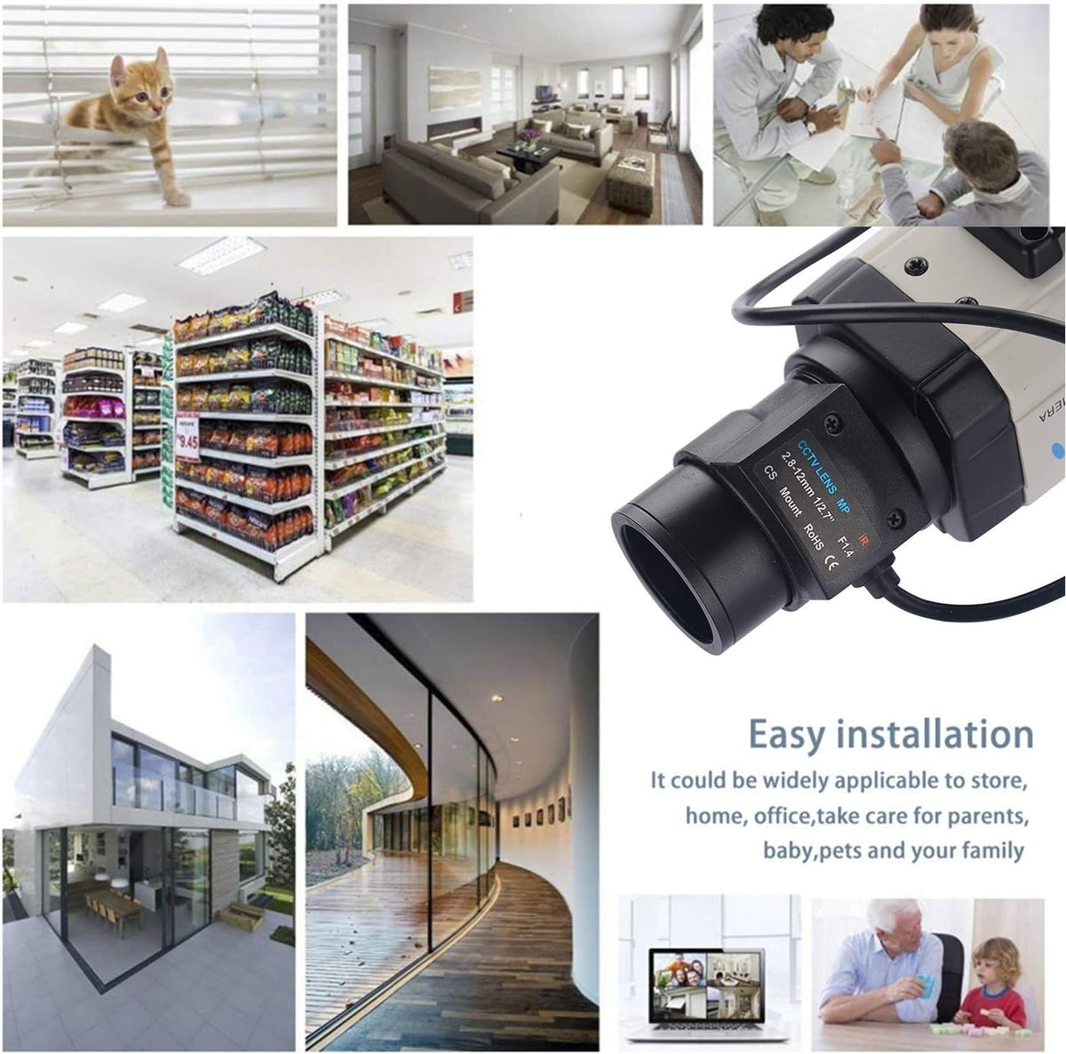 cctv mini hd 1/3 ccd 960h auto iris, front angle view