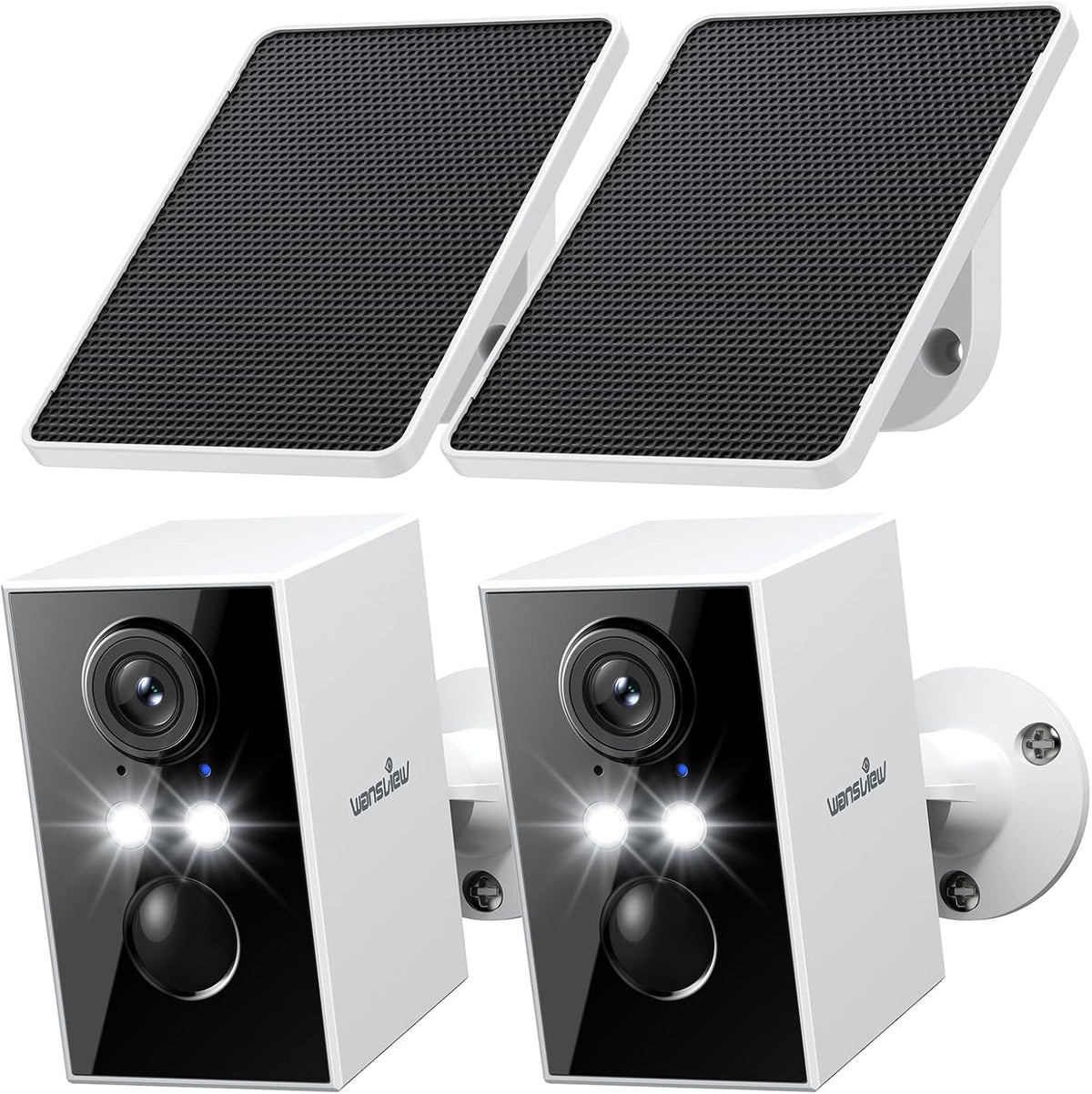 wansview Solar Security Cameras Wireless Outdoor 2K WiFi 6, A1 2Pack