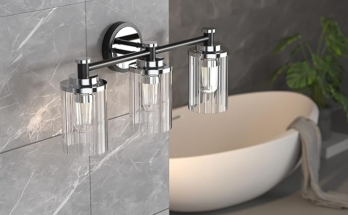 PHIXART Bathroom Lighting Fixtures Black and Chrome Bathroom Vanity Light