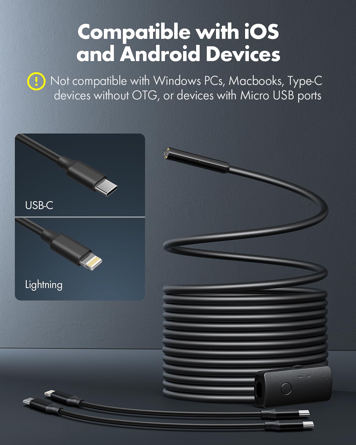 anykit endoscope camera with light, 1920p hd borescope shown in use