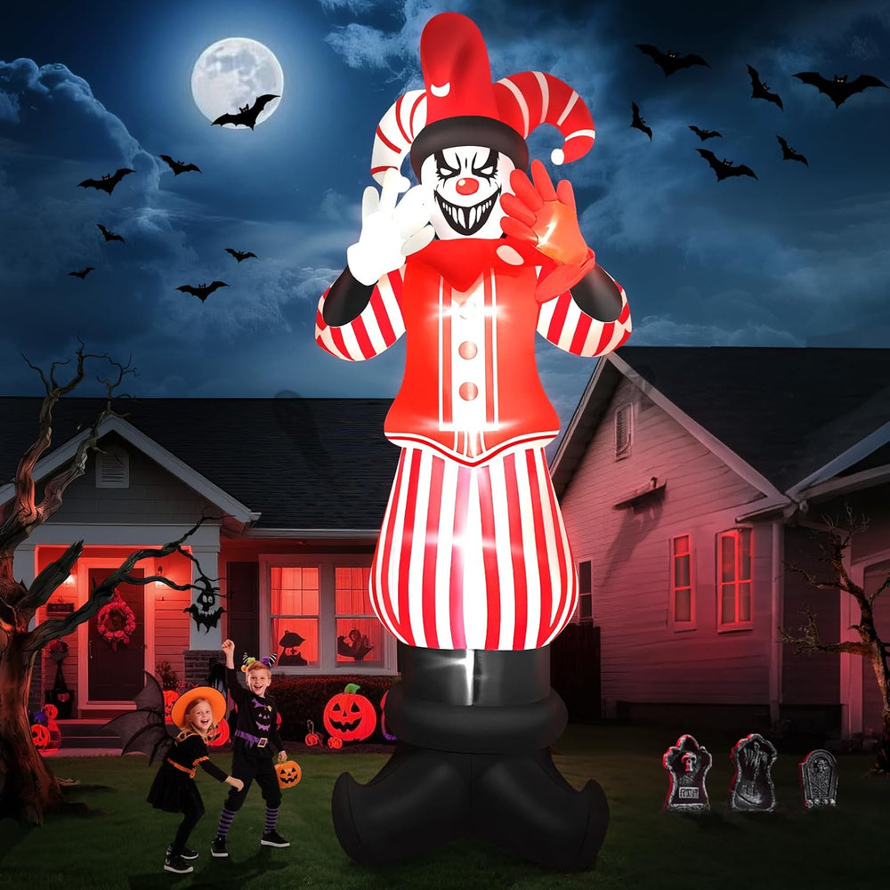 12FT Giant Halloween Inflatable Decoration, Kalolary Red Costume Scary Clown ...