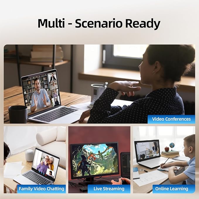 SynthMeet 4K Webcam for PC, 1080P@60FPS, 4K Camera