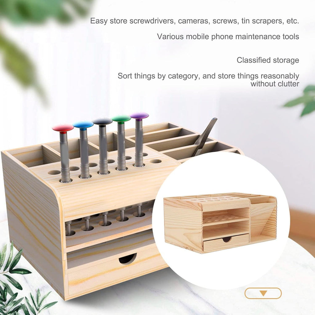 fafeicy repair tool organizer, synthetic wood sturdy storage, close-up detail
