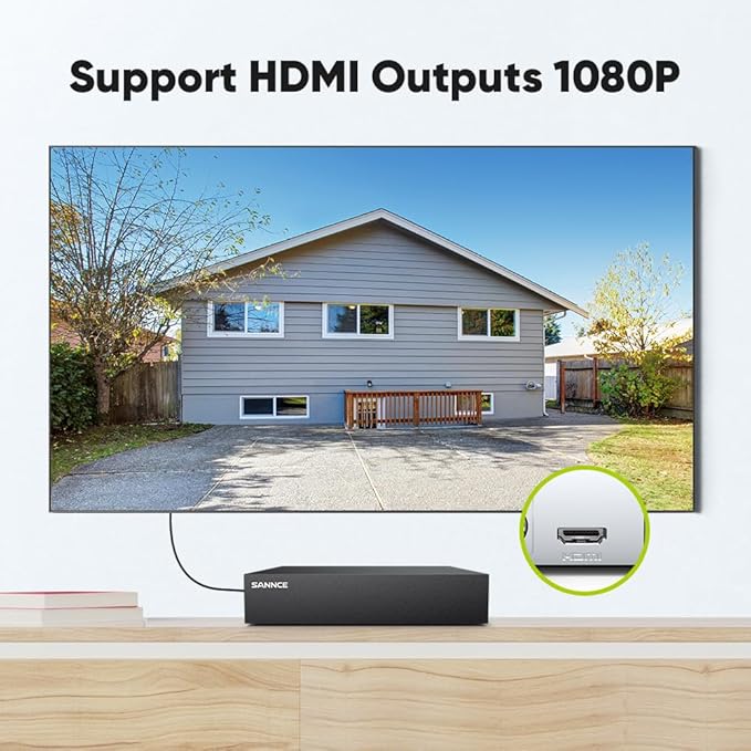 SANNCE 8CH 1080P Security Camera System DVR and 4x2.0MP Indoor Outdoor IP66
