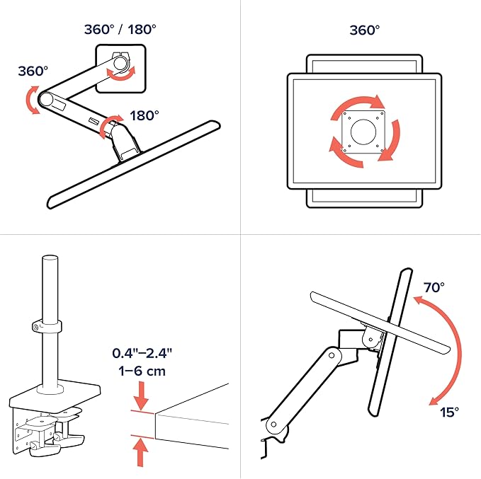 Ergotron – Upgraded LX Pro Premium Monitor Arm, Single Monitor Desk Mount –