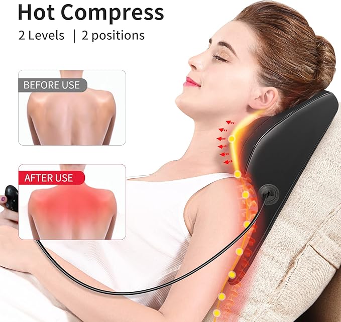 Boriwat Back Massager with Heat, 3D Kneading Massage Pillow