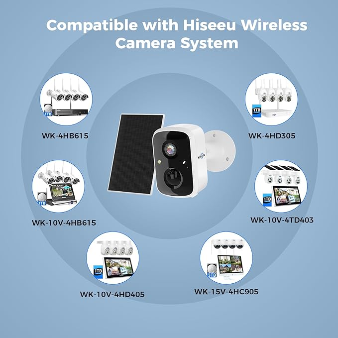 Hiseeu Solar Security Cameras Wireless Outdoor 2 Pack, Battery Powered 3K 4MP