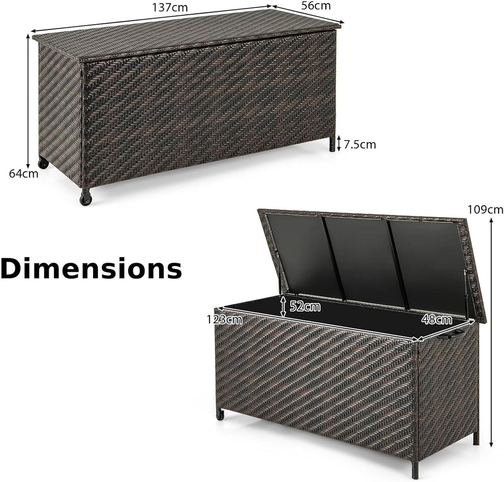 tangzon 320l garden deck box, patio cabinet container showing dimensions