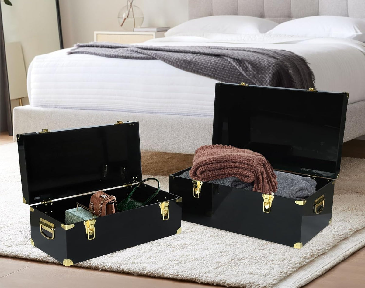 vixdonos acrylic storage chest decorative trunk set of, side view