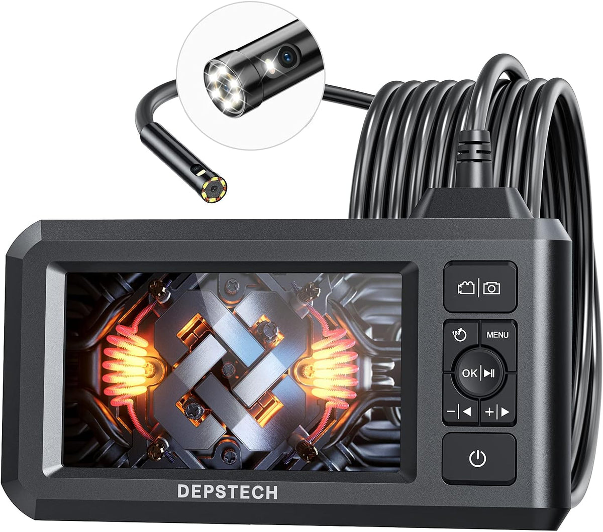DEPSTECH Dual Lens Industrial Endoscope, 1080P Digital Borescope Inspection