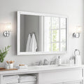 White Wood Effect Framed Wall Mirror, 24x36 Rectangle Mirror, Anti-desilvering