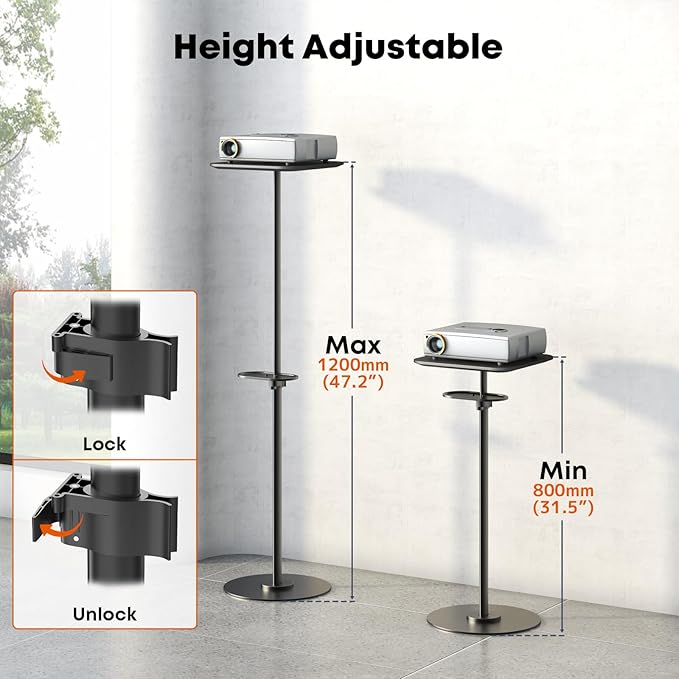 PUTORSEN Heavy-Duty Projector Stand – Height Adjustable Floor Projector