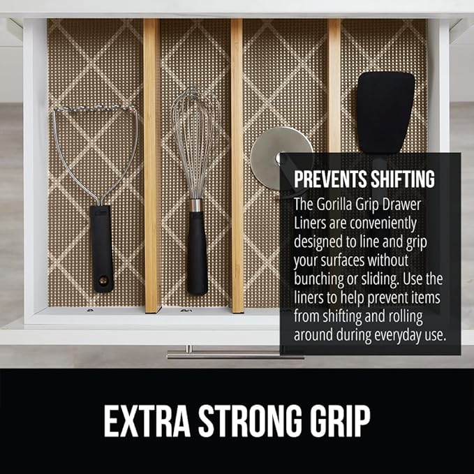 GORILLA GRIP powerGRIP Drawer Shelf and Cabinet Liner, Thick Strong Hold