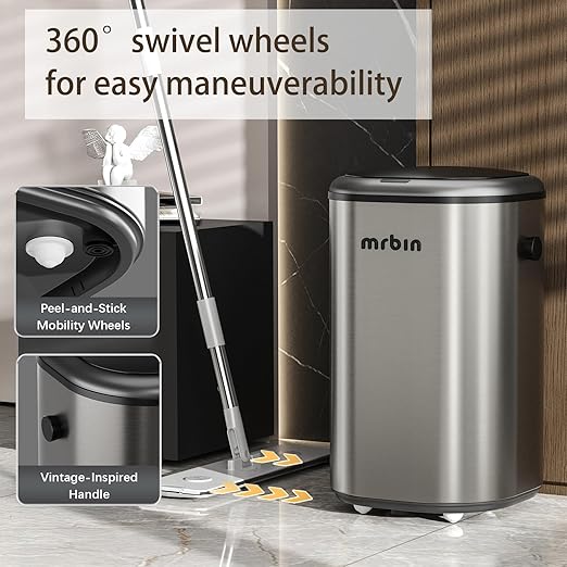 MRBIN Stainless Steel Motion Sensor Tall Bathroom Trash Can