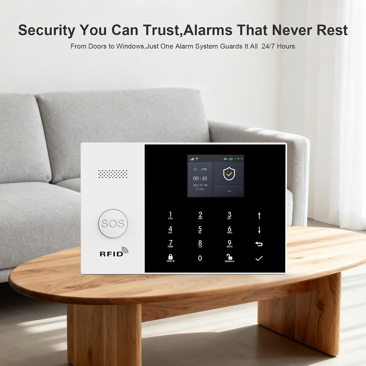 lwohsi wireless alarm system, anti-theft home security systems, side view