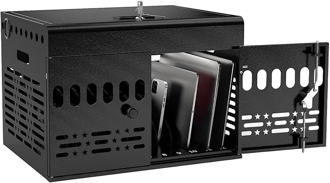 12-Device Tablet Charging Station Lock Box, Computer Cabinet