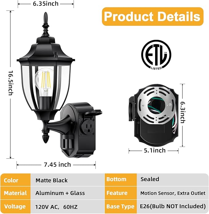 2 Pack Porch Lights Outdoor