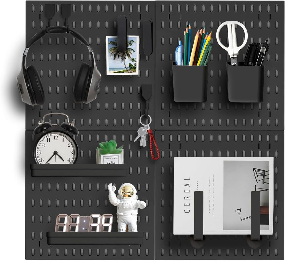 Pegboard Wall Organizer Kit, Modular Storage System, Black