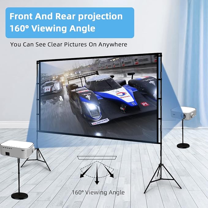 TOWOND Projector Screen with Stand, 100 inch Outdoor Projector Screen Portable