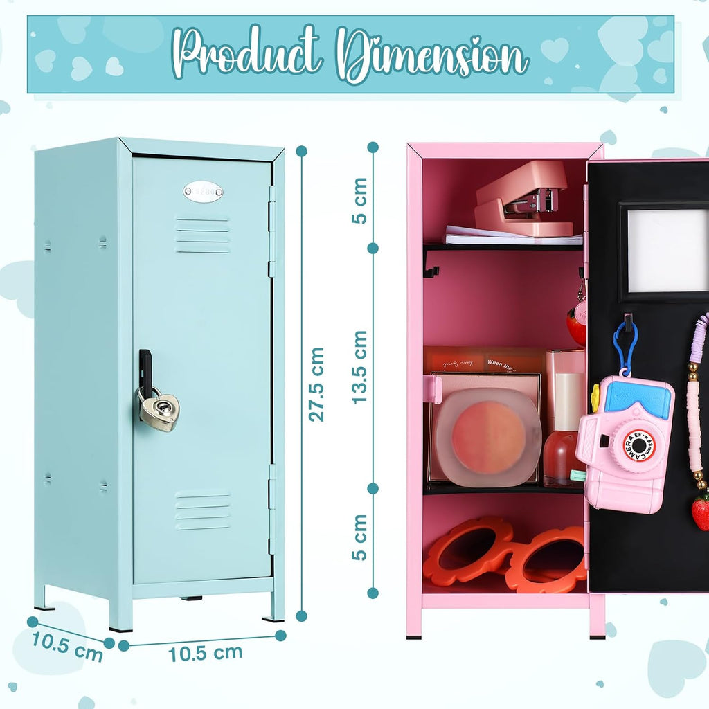 vercraft 2 pcs mini metal locker with lock, close-up detail