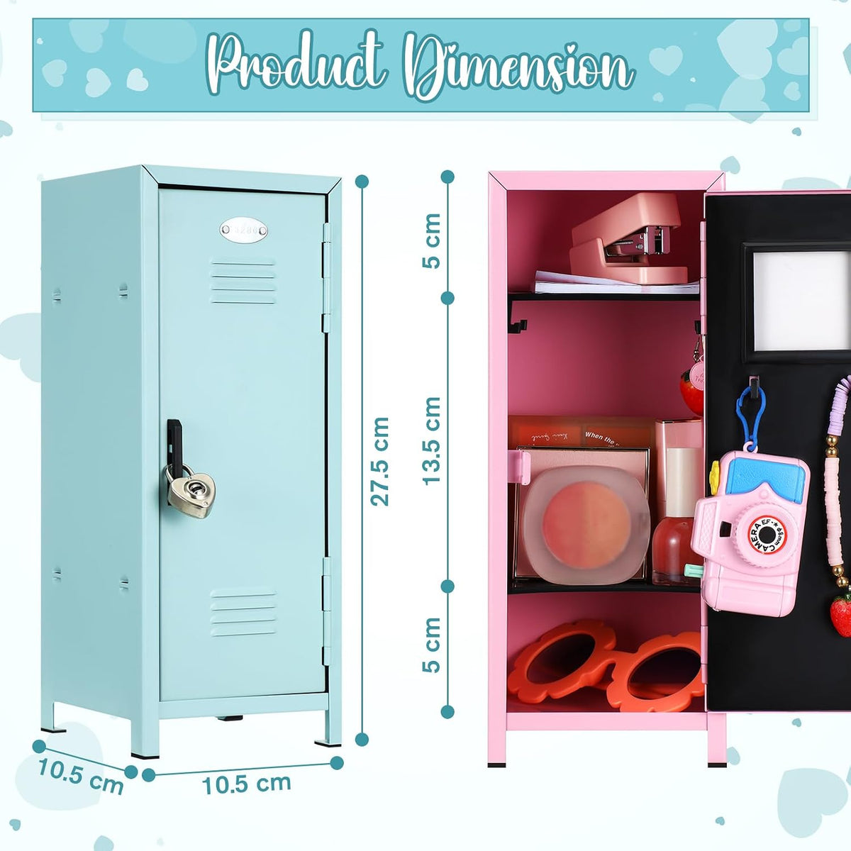 vercraft 2 pcs mini metal locker with lock, close-up detail