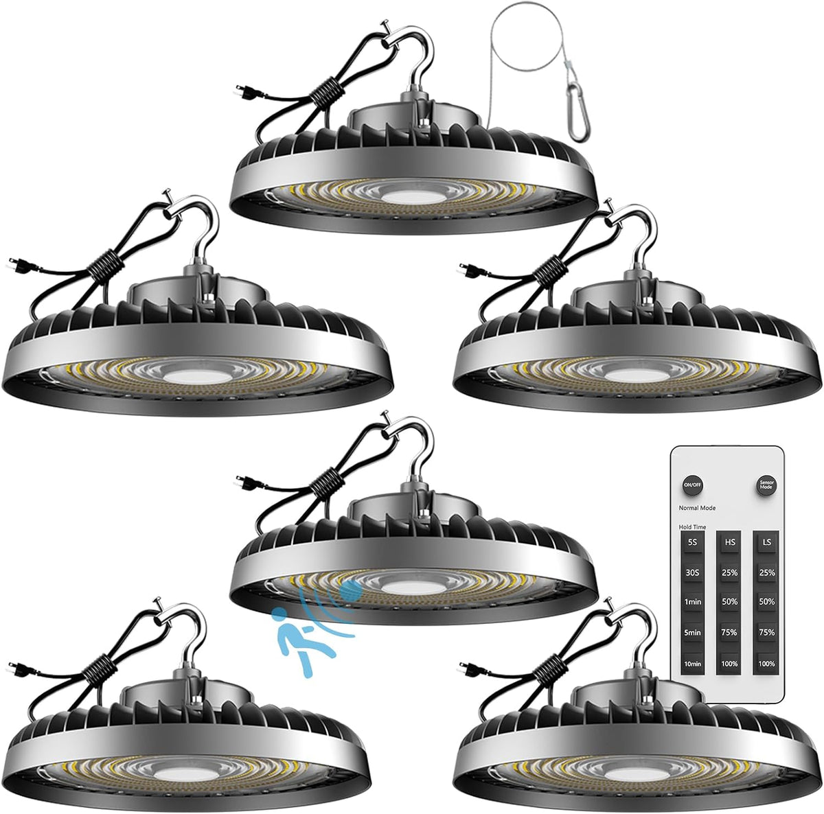 Lightdot Smart 300W LED High Bay Light 45000lm 5000K Commercial Bay Lighting (6Pack)