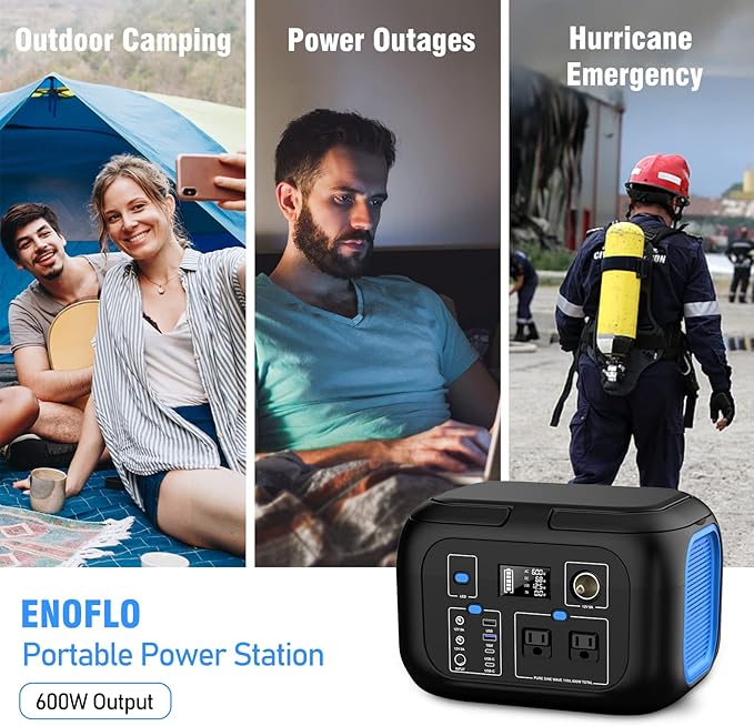 Portable Power Station 600W Power Bank 296Wh Solar Generator Lithium Battery