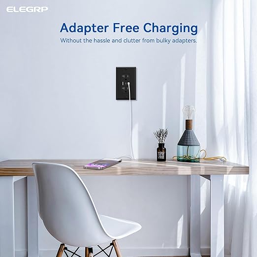 ELEGRP USB Outlets, 20 Amp Wall Outlet (10 Pack)