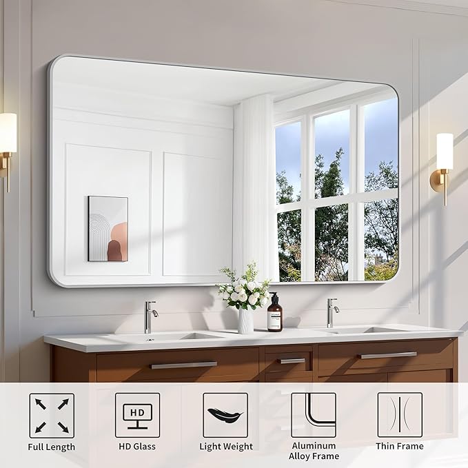 FORBATH 60x36 Inch Silver Bathroom Mirror
