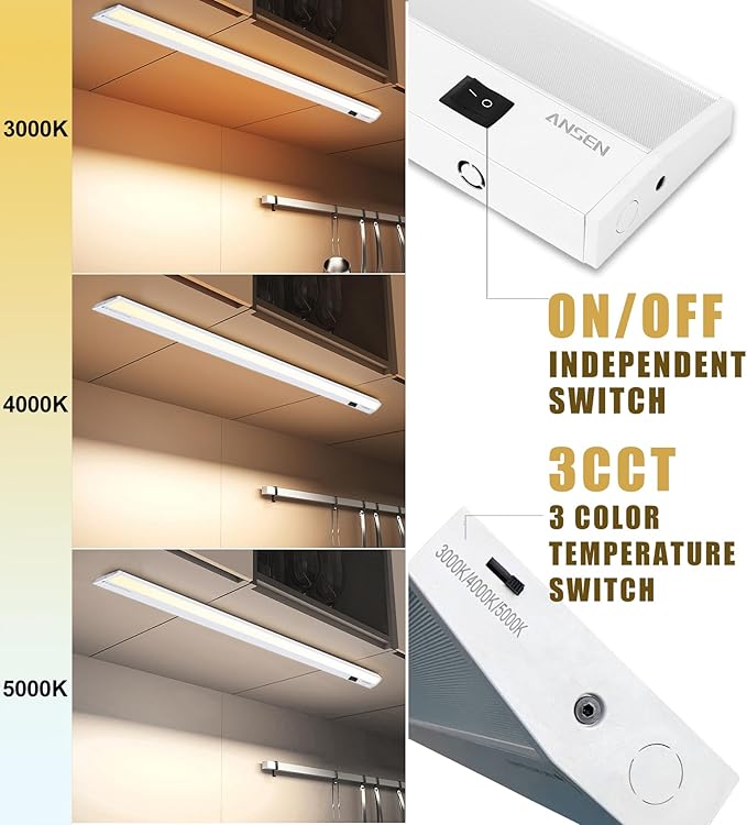 Ansen Hardwired Under Cabinet Lighting, 24in 18W LED Light