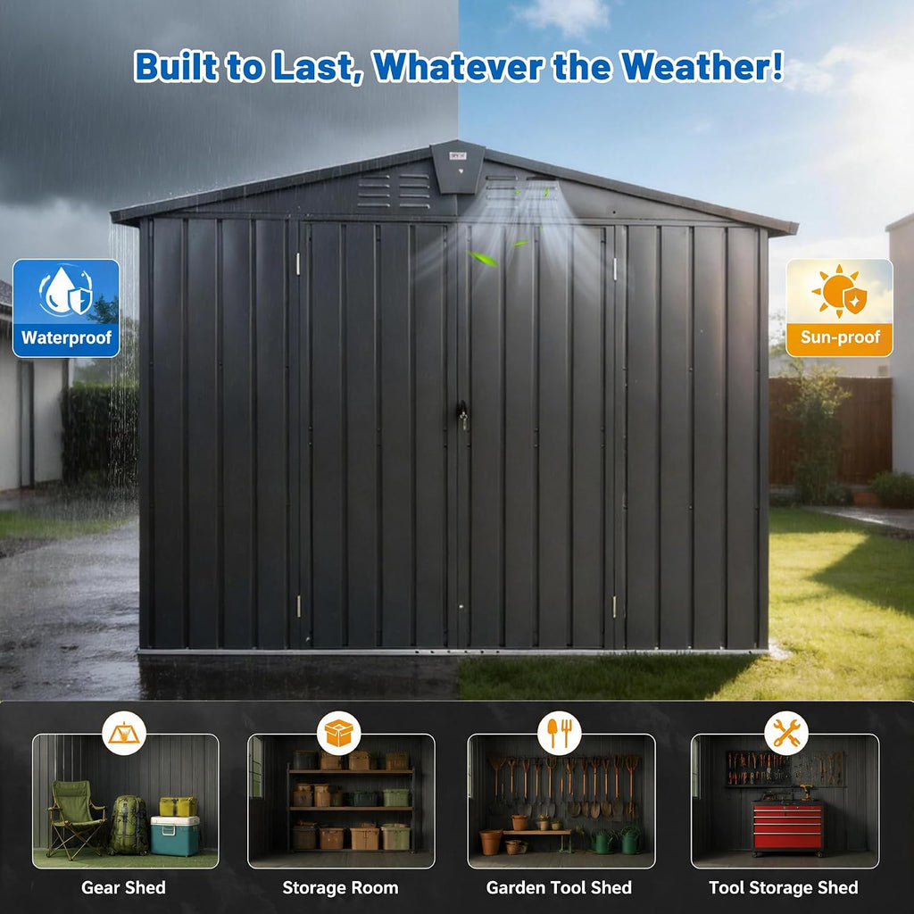 domi 8x6 ft outdoor storage shed,large metal tool, package contents