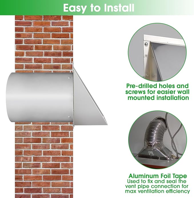 Dryer Vent Cover Outdoor 4 Inch, Dryer Vent Cover Outside, Exterior Hooded Wall
