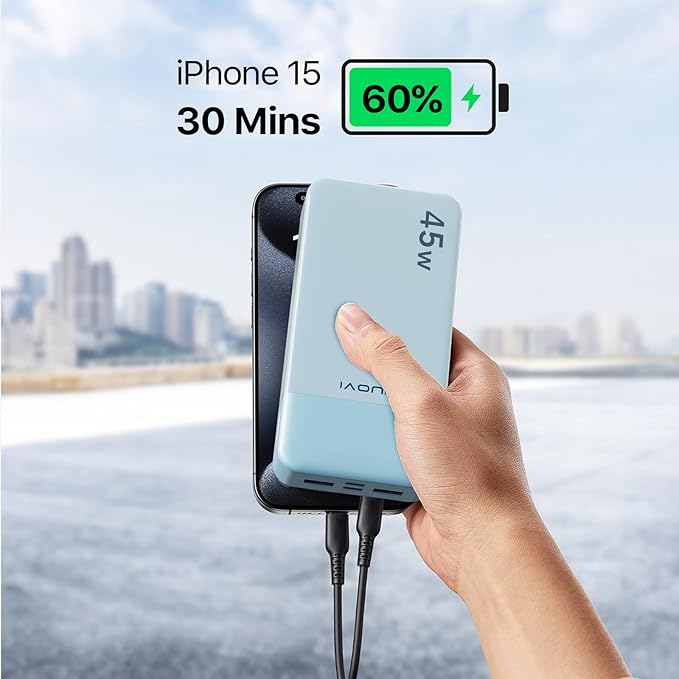 JUOVI J2621 Power Bank Portable Charger, 20000mAh 45W PD3.0 QC 4.0 Fast
