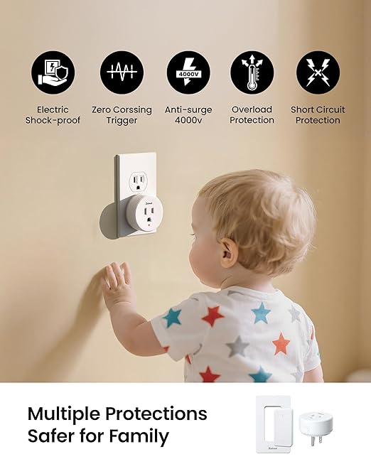Zoiinet Remote Control Outlet Plug Switch, Buckle Design & Removable Wireless